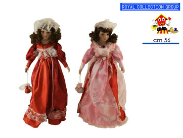 85944 BAMBOLA PORCELLANA 3 COL C/SUPP cm56 95030021
