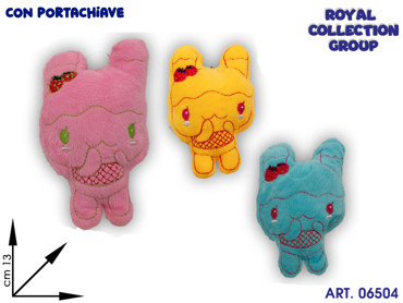 K1705  PELUCHE CONIGLIO P.CHIAVE COL ASS  CM 13