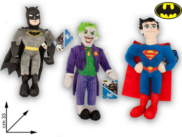 PELUCHE BATMAN SUPERMAN JOKER ASS TG 3 CM 33