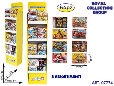 ESPOSITORE TOY CARTONE C/ PZ 64 BUILDING  8 ASS CM 18.5X13