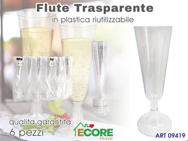 FLUTE TRASPARENTE 6 PZ  CM 25