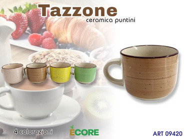 TAZZONE CERAMICA 4 COL PUNTINI CM 13X8