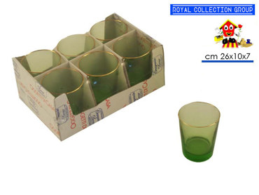 DCA 407 (X) CONF 6 BICCHIERI VERDI ACQUA cm26x10x17