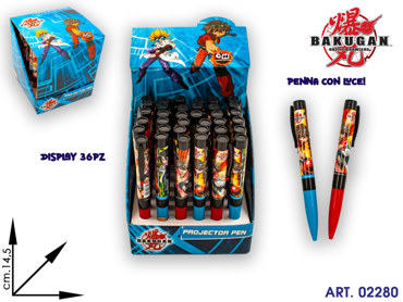 34 52649 PENNA C/PROIET LUCE BAKUGAN cm14,5 display pz36