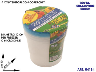 PL65 CONTENITORI PLASTICA ROTONDI pz4 cm12x10