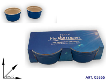 SET 2PZ RAMEKIN BLU CERAMICA cm10 (MICROONDE/FREEZER)
