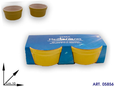 SET 2PZ RAMEKIN GIALLO- VERDE CERAM cm10 (MICROONDE/FREEZER)