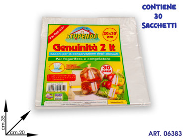 SACCHI ALIMENTI GENUINITA' 2 LT MIN 30 PZ MIS 35X20