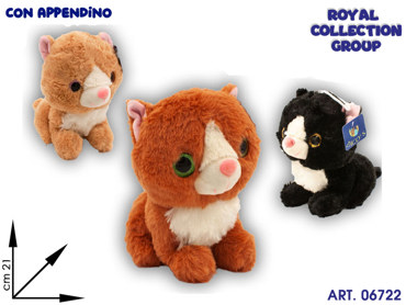 A1 14597 2 GATTO PELUCHE OCCHIONI PELUCHE CM 21