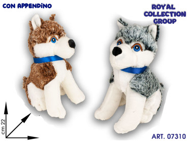 A1 16477 2 HUSKY PELUCHE IN PIEDI  2 COL  CM 22