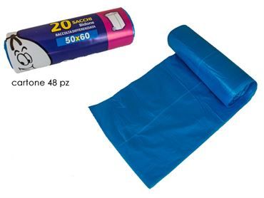 ROTOLO PATTUMIERA AZZURRO CM 60X50 PZ 20