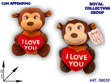 69640-1 WH23  GORILLA  PELUCHE C/CUORE  CM 23