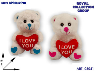 PL2854-1 ORSO BIANCO I LOVE YOU PELUCHE ASS CM 18