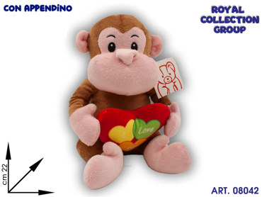 PL2855 1H GORILLA PELUCHE C/CUORE CM 20