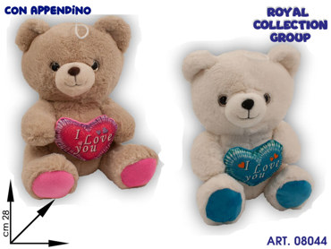 PL2856 ORSO PELUCHE ROSA E AZZURRO CM 28