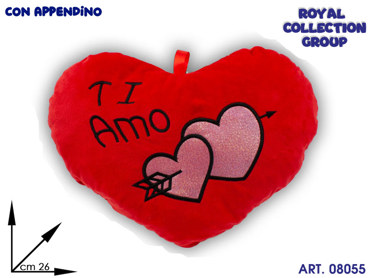 PL2860 2 CUORE PELUCHE ROSSO TI AMO CM 26