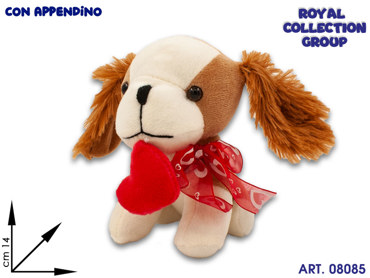 A1 13496 1 PELUCHE CANE C/CUORICINO  CM 14