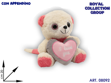 A1 18060 1 PROCIONE PELUCHE C/CUORE ROSA CM 20