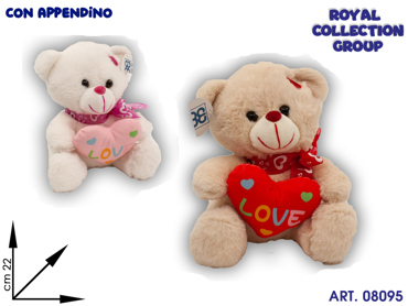 A1 22008 ORSO SOFFICIONE PELUCHE C/CUORE CM 22