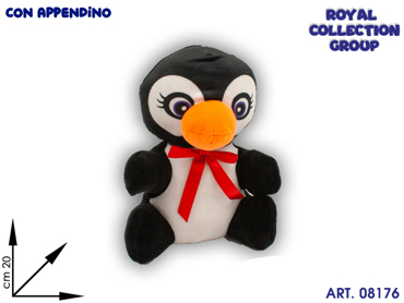 69616 20 PINGUINO C/FIOCCO PELUCHE  CM 20