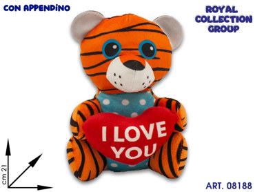 69515 WH20 TIGRE FIOCCO PELUCHE C/CUORE  CM 21