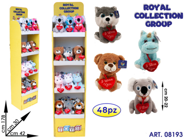 ESPOSITORE TOY CARTONE C/ PZ 48 PELUCHE CUORE CM 20 - 22