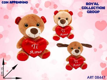 PL2933 ANIMALI PELUCHE C/CUORE 