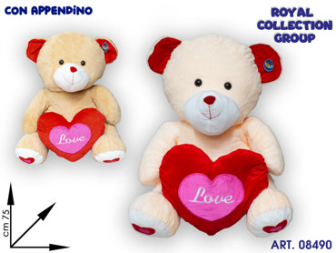 PL2919 4 ORSO PELUCHE 2 COL C/CUORE LOVE CM 75
