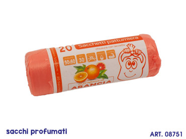 4362113 SACCHI IMMONDIZIA 20PZ CM 60X50 ARANCIA