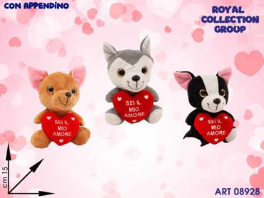PL2926-1 CANI C/CUORE TI AMO 3 ASS CM 15