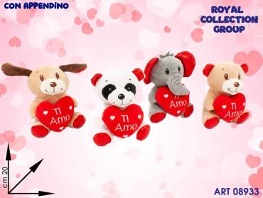 PL2928-2 ANIMALI PELUCHE C/CUORE 