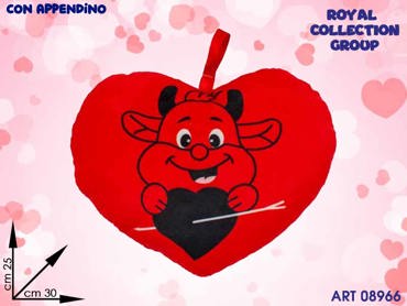 PL2981-3 CUORE ROSSO PELUCHE DIAVOLETTO CM 30x25