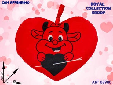 PL2981-4 CUORE ROSSO PELUCHE DIAVOLETTO CM 60x40