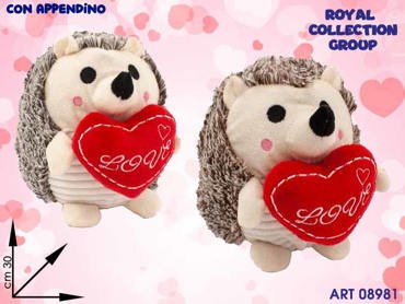 PL2807WH  RICCIO PELUCHE C/CUORE LOVE CM 30