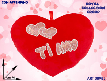 PL2865 4 CUORE PELUCHE ROSSO TI AMO CM 70