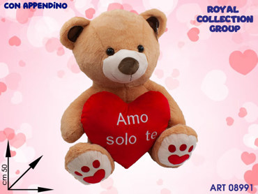 PL2931 4 ORSO MARRONE C/CUORE CM 50