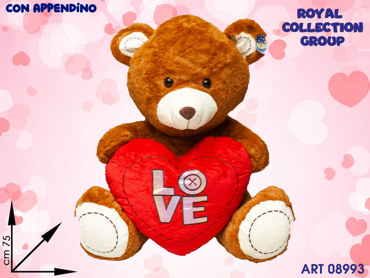 PL2936 4 ORSO PELUCHE BEIGE C/CUORE LOVE CM 75