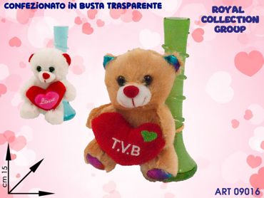 8072 VASO VETRO CON PELUCHE S.VALENTINO CM 15 ASS