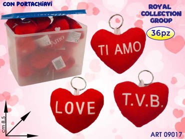 PL3002 CUORE PLUCHE P.CHIAVI CM 8.5 ASS IN CONTENITORE PZ 36