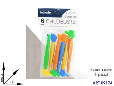 CHIUDIBUSTE 6 PZ CLIPS PBH  CM 15
