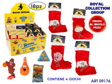ESPOSITORE CON 18 CALZE BEFANA C/GIOCHI ATQ 8287  cm33