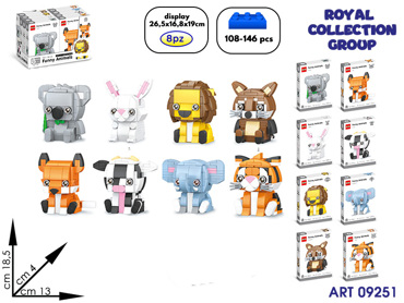 1011A BUILDING FUNNY ANIMAL 8IN1 CM 18.5X13 DISPLAY 8PZ