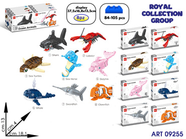 1012A BUILDING OCEAN ANIMAL 8IN1 CM 18.5X13 DISPLAY 8PZ