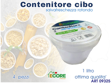 CONTENITORI 4 PZ PLASTICA ROTONDA  CM 15X8.5