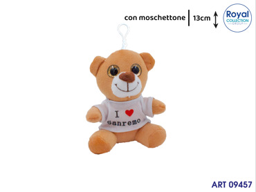 PL2970 13A PELUCHE I LOVE SANREMO C/MOSCHETTONE CM 13