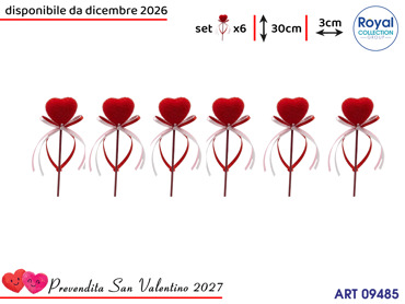SET 6 BASTONCINI CUORE  CM 30X3