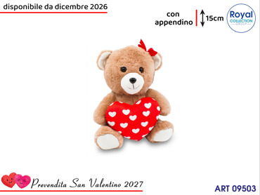 PL3049 1 ORSO PELUCHE CUORICINI  CM 15