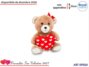 PL3049 2 ORSO PELUCHE CUORICINI  CM 21