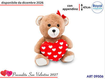 PL3049 4 ORSO PELUCHE CUORICINI  CM 47