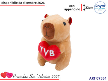 PL3060 2 CAPYBARA CUORE PELUCHE CM 22